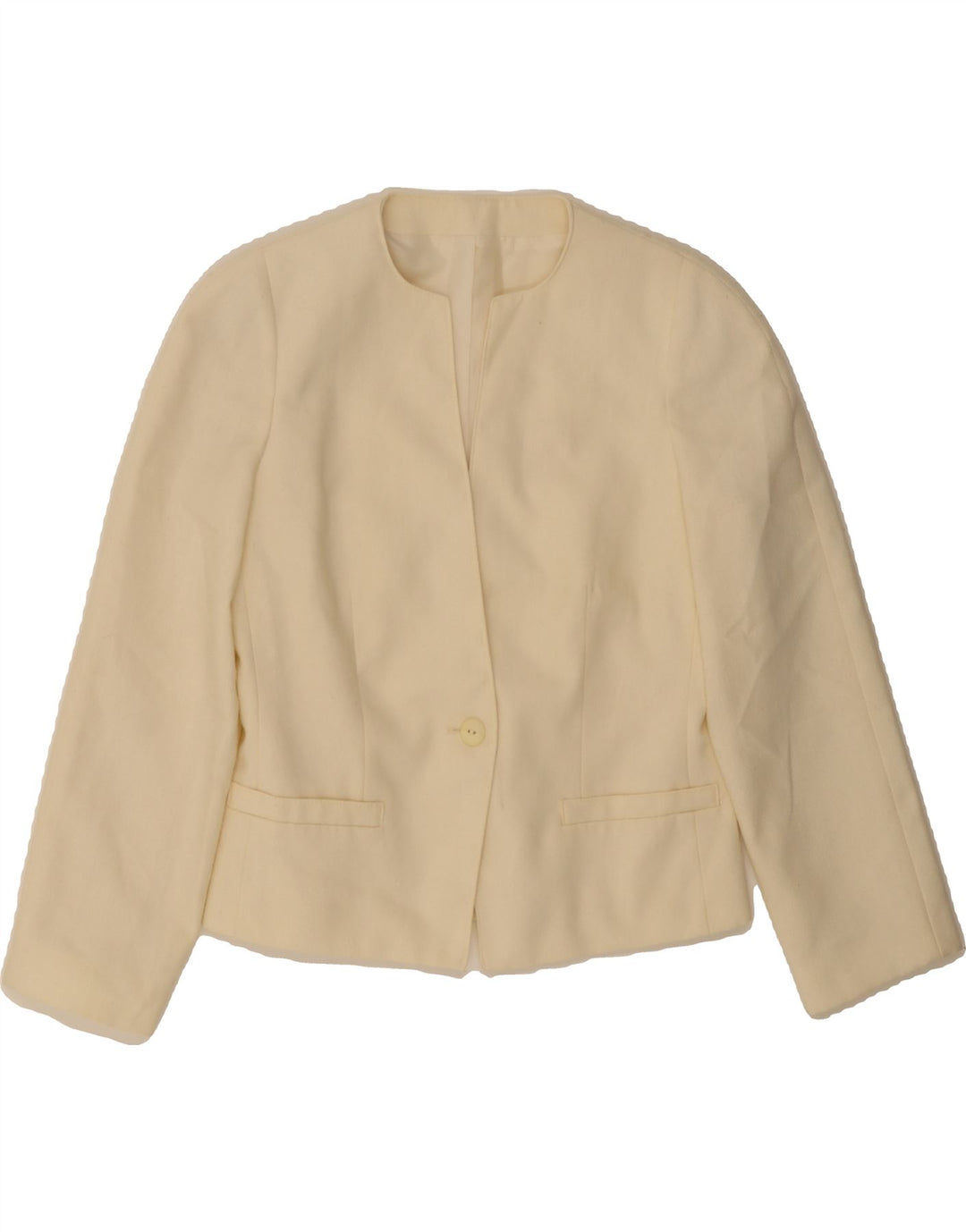 ST MICHAEL Womens 1 Button Blazer Jacket UK 10 Small  Beige Polyester Vintage St Michael and Second-Hand St Michael from Messina Hembry 