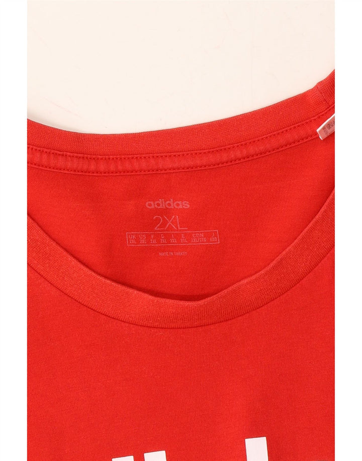 ADIDAS Mens Graphic T-Shirt Top 2XL Red Vintage Adidas and Second-Hand Adidas from Messina Hembry 