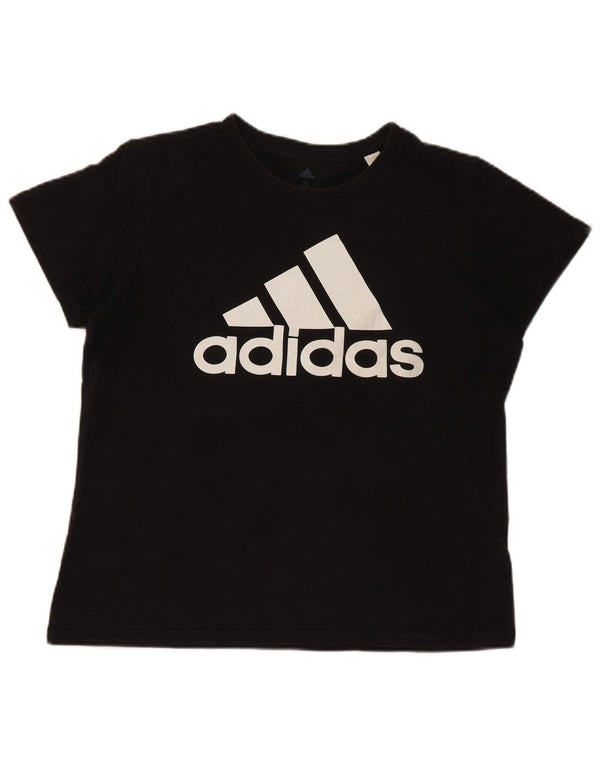Adidas Womens Graphic T-Shirt Top UK 8/10 Small Black Cotton