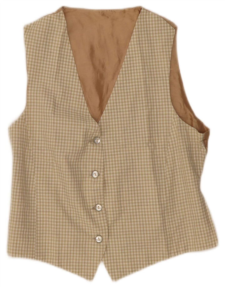 Vintage ženski prsluk UK 12 Srednje bež Gingham