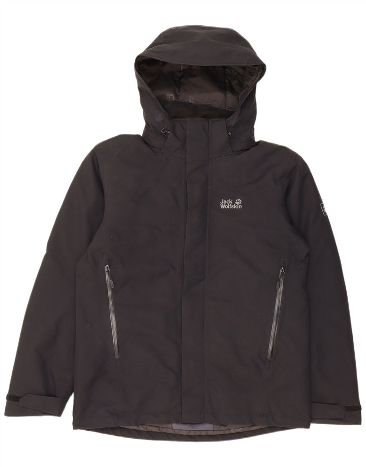 Jack Wolfskin muška vjetrovka s kapuljačom UK 34 mala crna poliesterska
