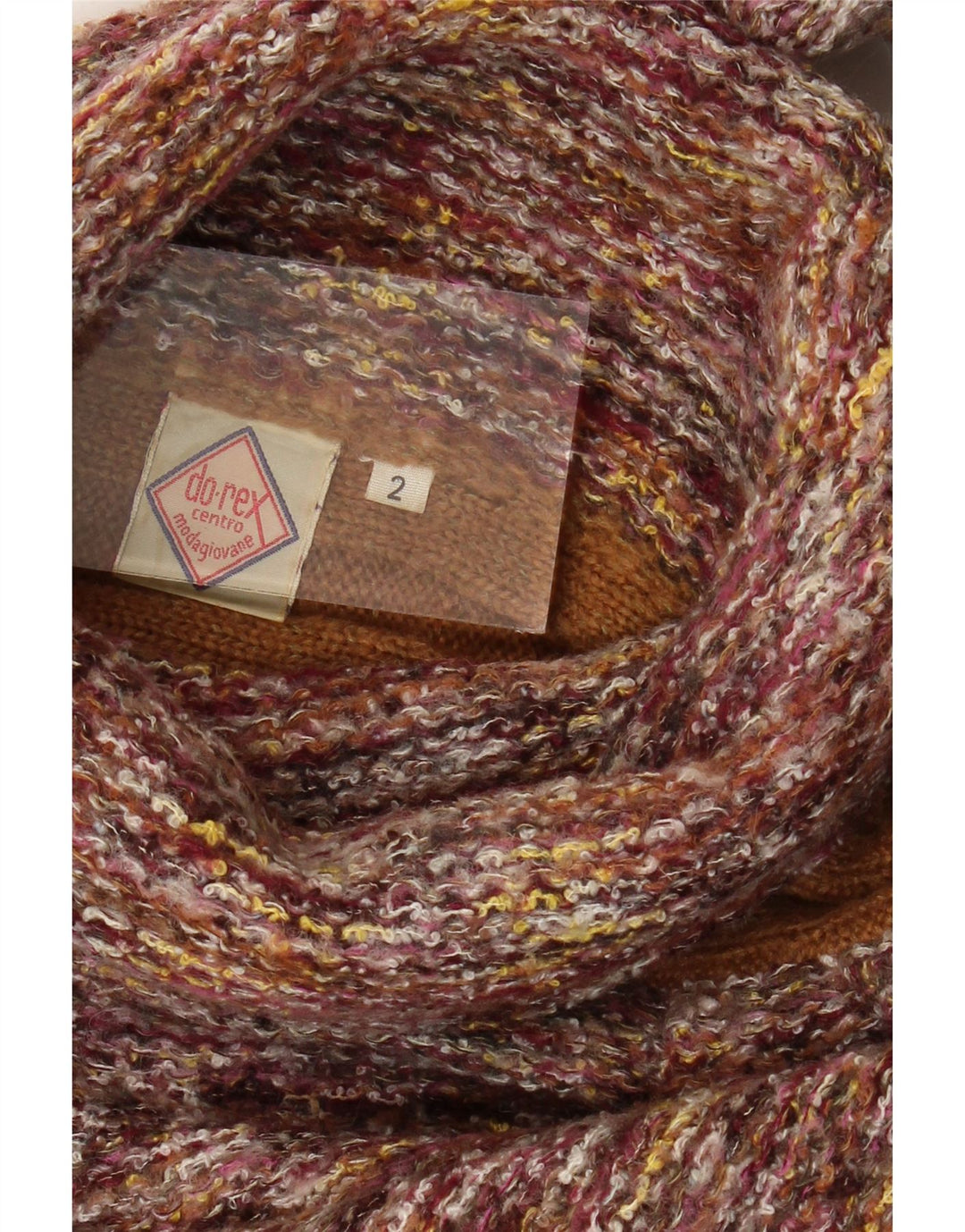 VINTAGE ženski pulover s rol izrezom UK 14 srednje raznobojne pruge