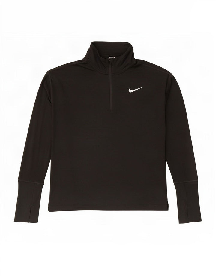 Nike Dri Fit majica s izrezom s patentnim zatvaračem Gornji dio trenirke mali crni poliester