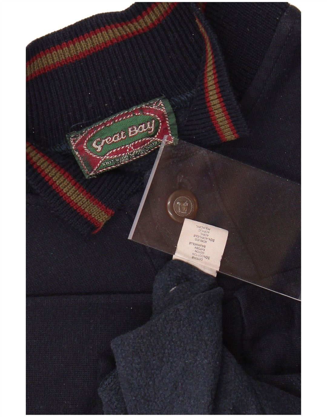 GREAT BAY Muški džemper s dugmadima i ovratnikom Veliki tamnoplavi pamuk