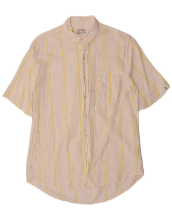 BENETTON muška košulja kratkih rukava srednje bijele pruge pamuk