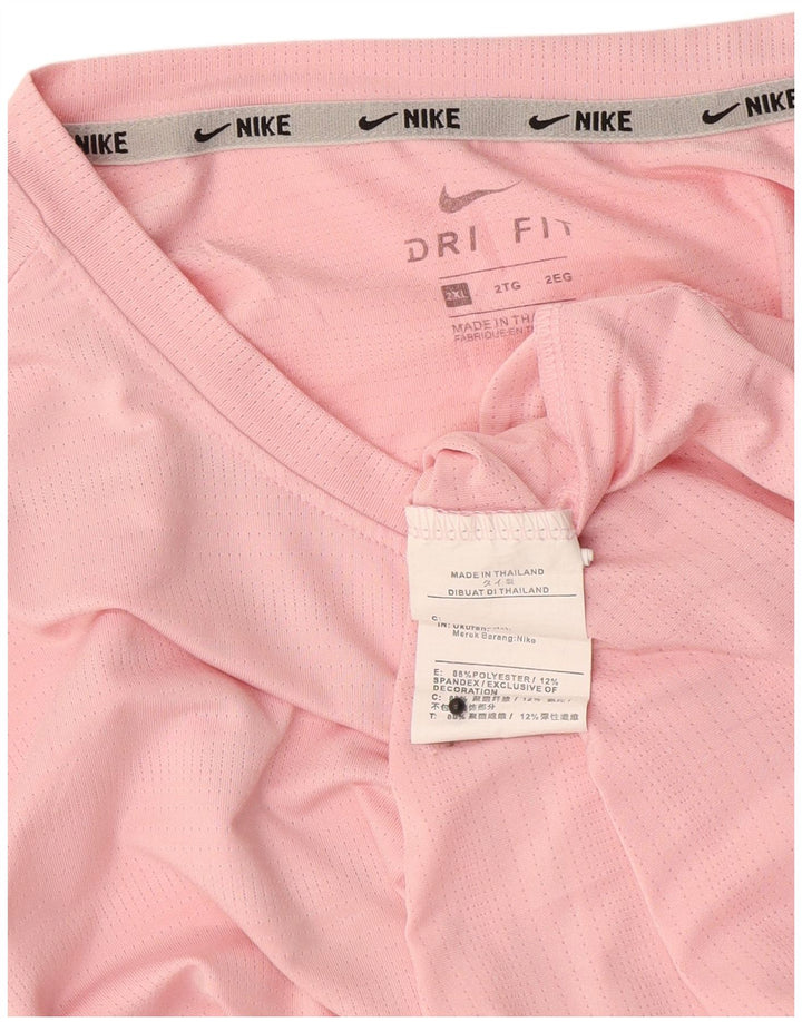 Nike Dri Fit majica kratkih rukava 2XL ružičasti poliester