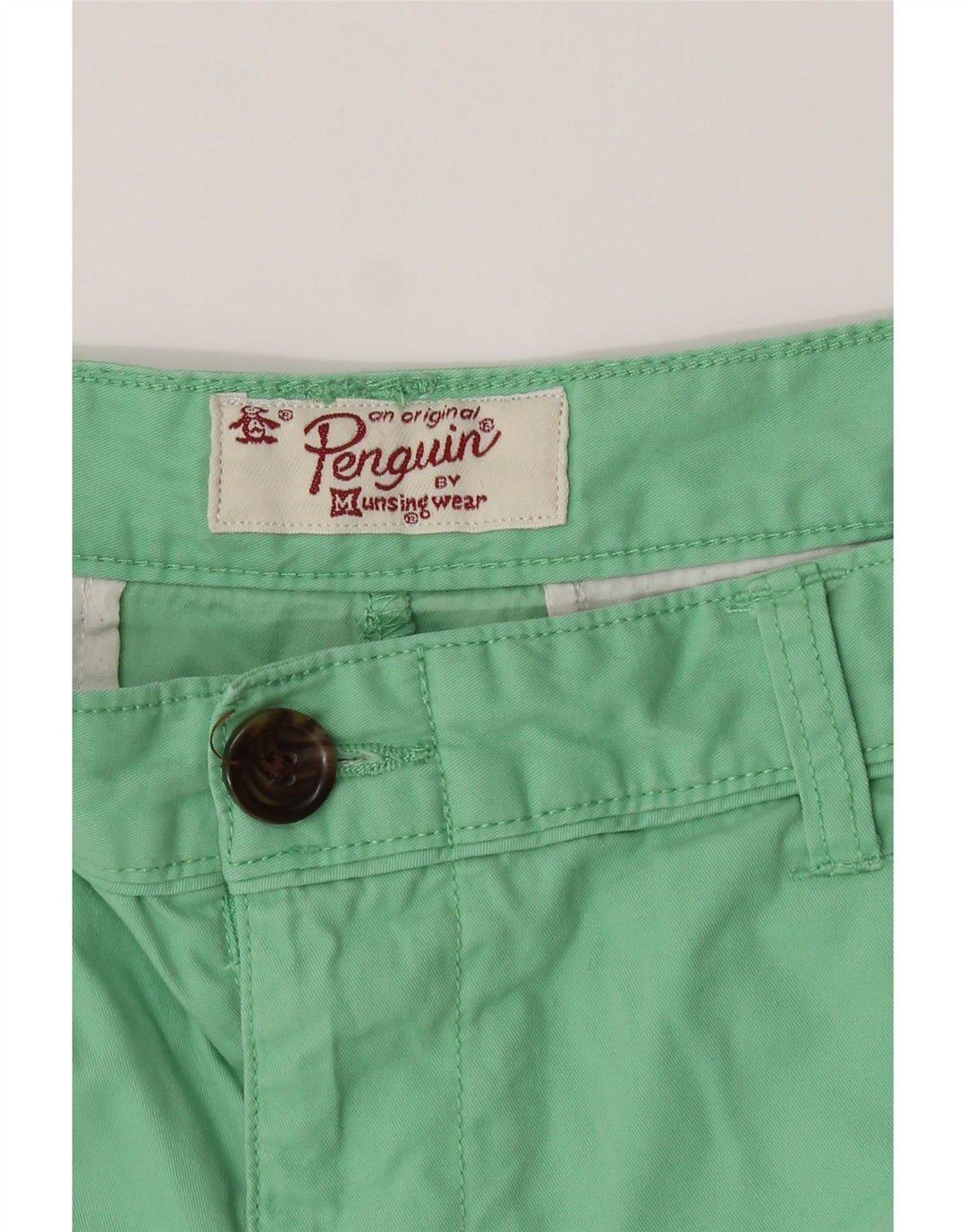 PENGUIN Womens Chino Shorts W34 Large  Green Cotton Vintage Penguin and Second-Hand Penguin from Messina Hembry 