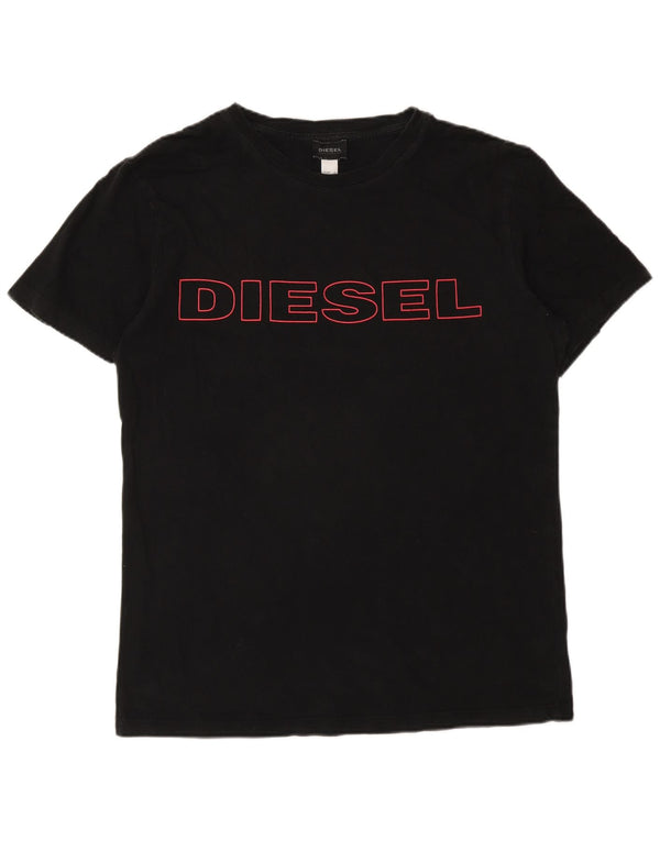 Diesel Mens Graphic T-Shirt Top Large Black Cotton