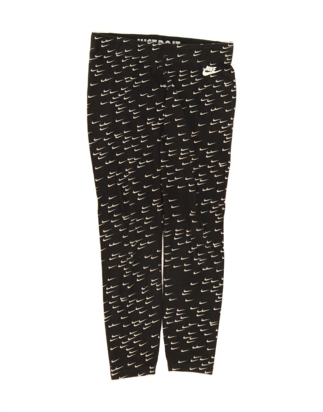 NIKE Womens Graphic Leggings UK 12 Medium Black Cotton Vintage Nike and Second-Hand Nike from Messina Hembry 