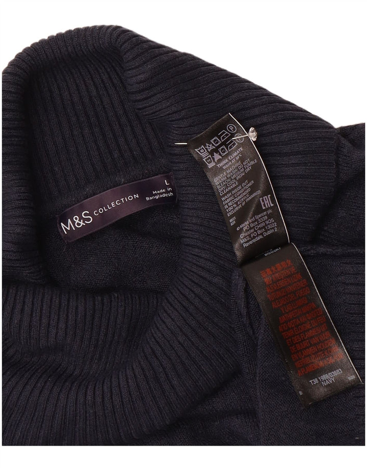 Marks & Spencer ženski pulover s rol izrezom UK 16 Veliki tamnoplavi