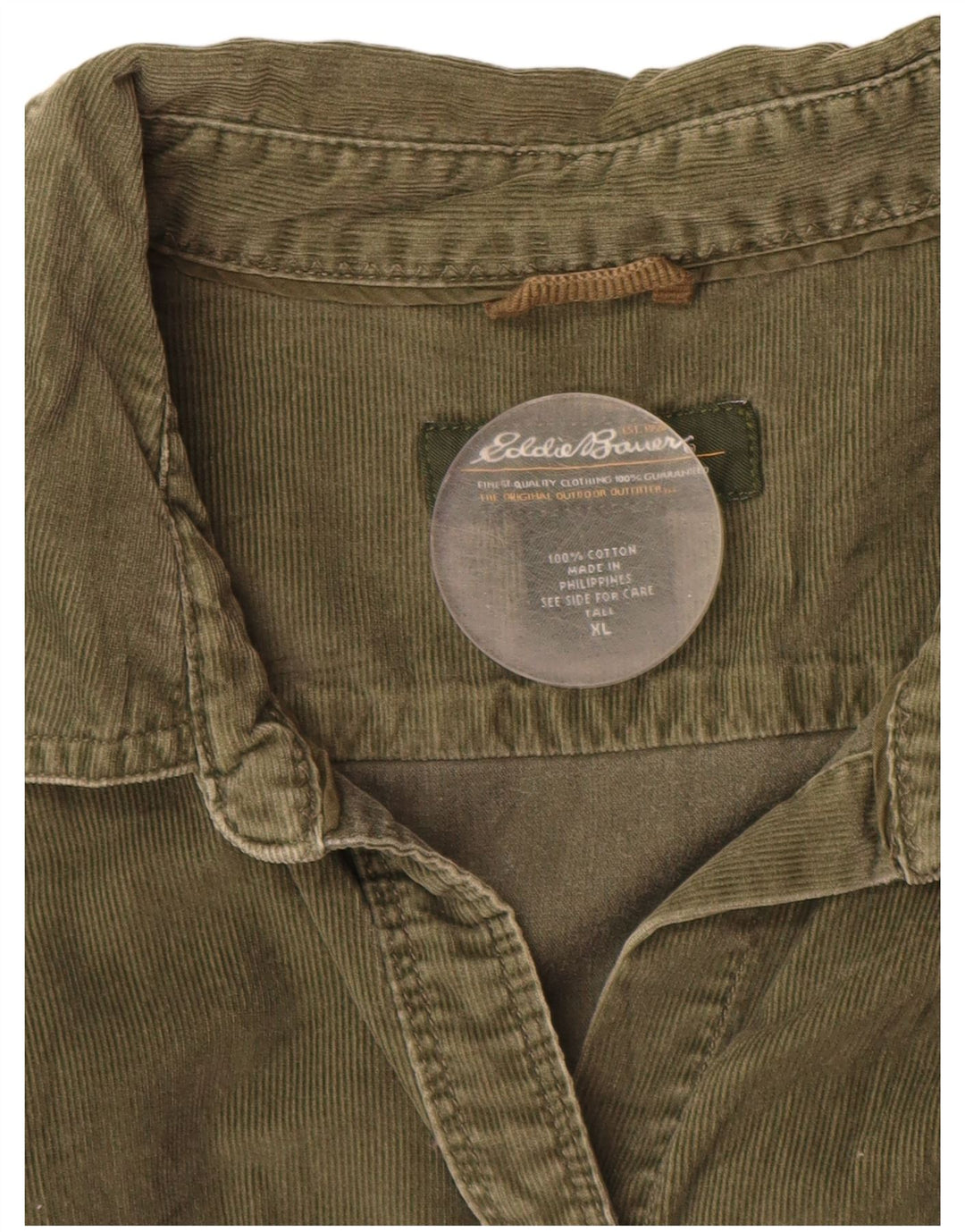 EDDIE BAUER Ženska visoka samtasta košulja UK 18 XL Zeleni pamuk