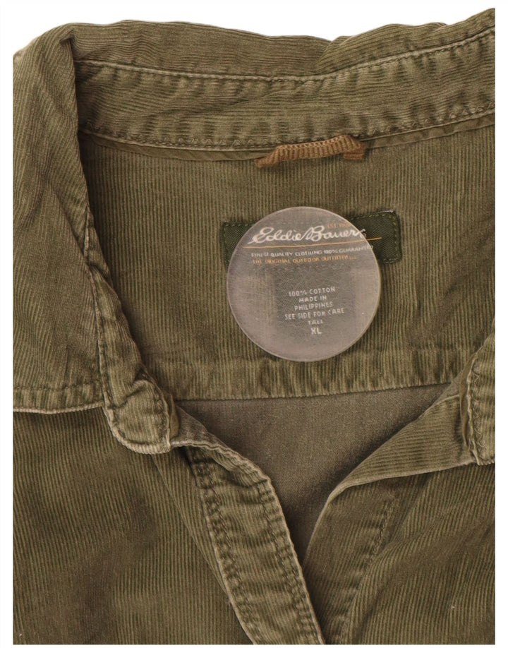 EDDIE BAUER Ženska visoka samtasta košulja UK 18 XL Zeleni pamuk