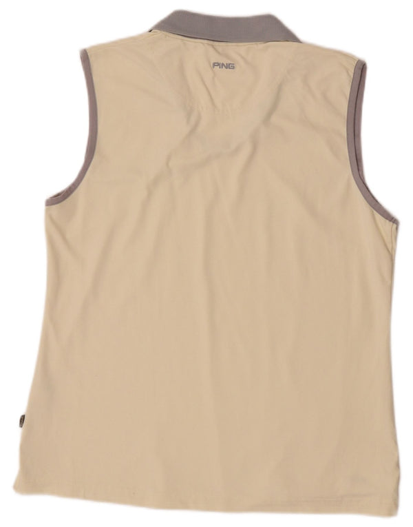 Ping Ženska polo majica bez rukava UK 14 Large Off White Colourblock Najlon
