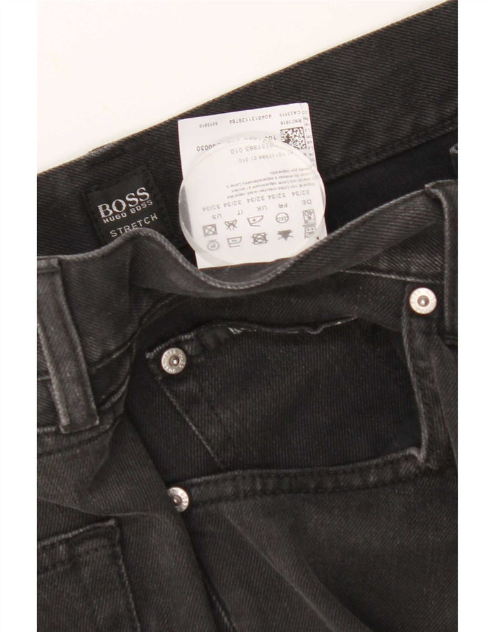 Hugo Boss muške ravne traperice W32 L34 crni pamuk