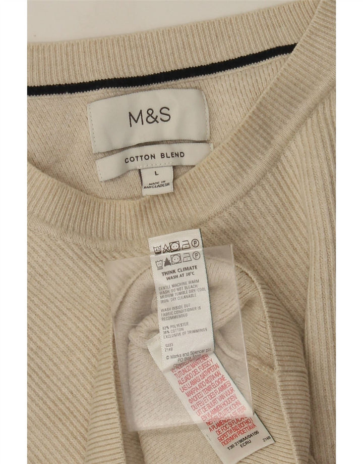 Marks & Spencer muški pulover s okruglim izrezom, veliki bež poliester