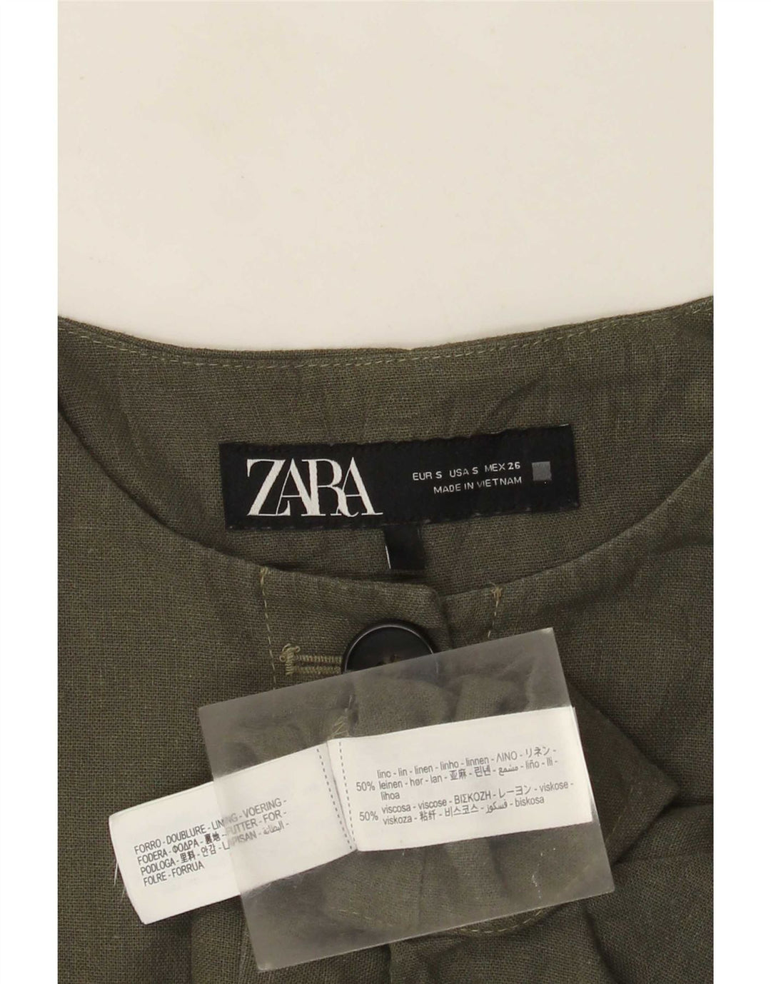 Zara ženska prevelika bolero jakna UK 10 Mala kaki posteljina