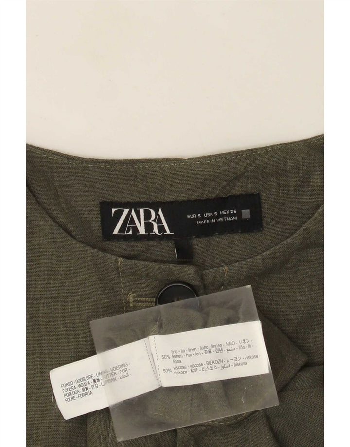 Zara ženska prevelika bolero jakna UK 10 Mala kaki posteljina