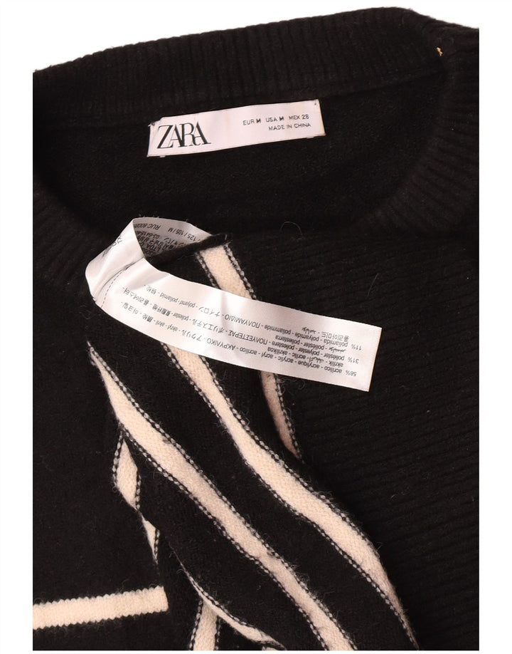 Zara ženski pulover s okruglim izrezom UK 14 srednje crne pruge