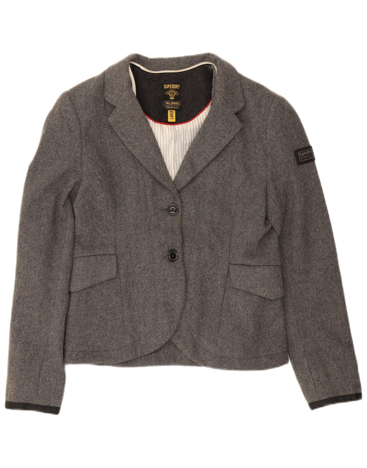Superdry ženski sako sa 2 gumba UK 14 Velika siva vunena