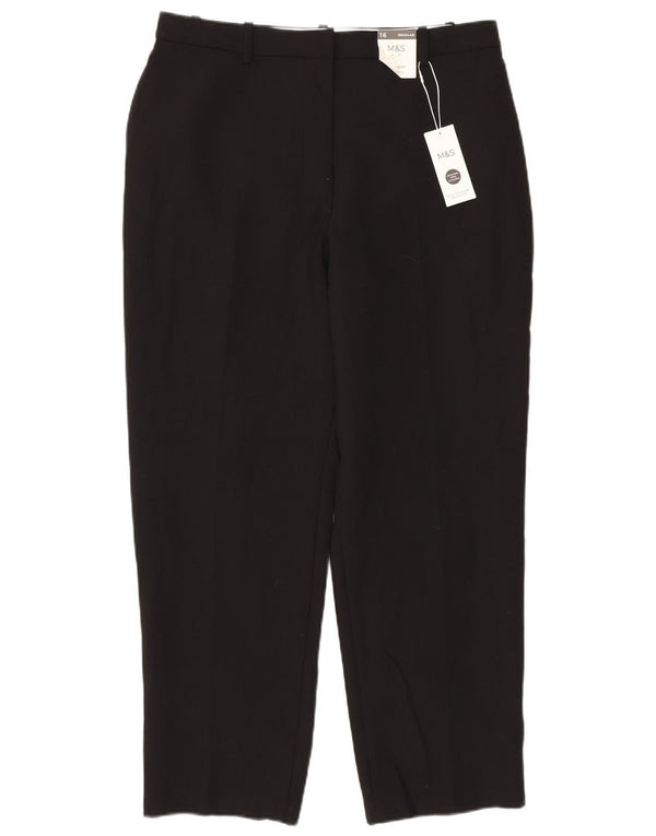 Marks & Spencer ženske ravne ležerne hlače UK 16 Large W34 L30 crne