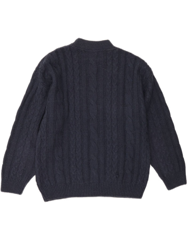 VINTAGE ženski džemper s okruglim izrezom UK 18 XL tamnoplavi akril