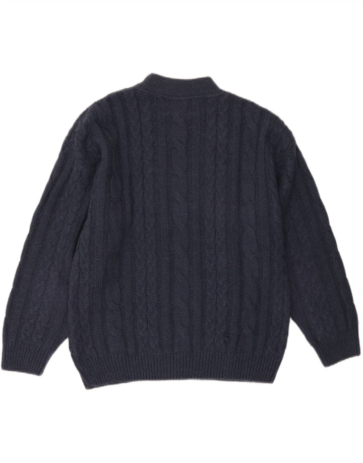 VINTAGE ženski džemper s okruglim izrezom UK 18 XL tamnoplavi akril