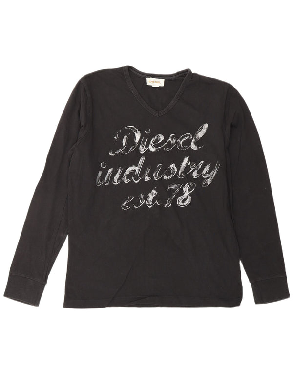 DIESEL Womens Graphic Top Long Sleeve UK 16 Large Black