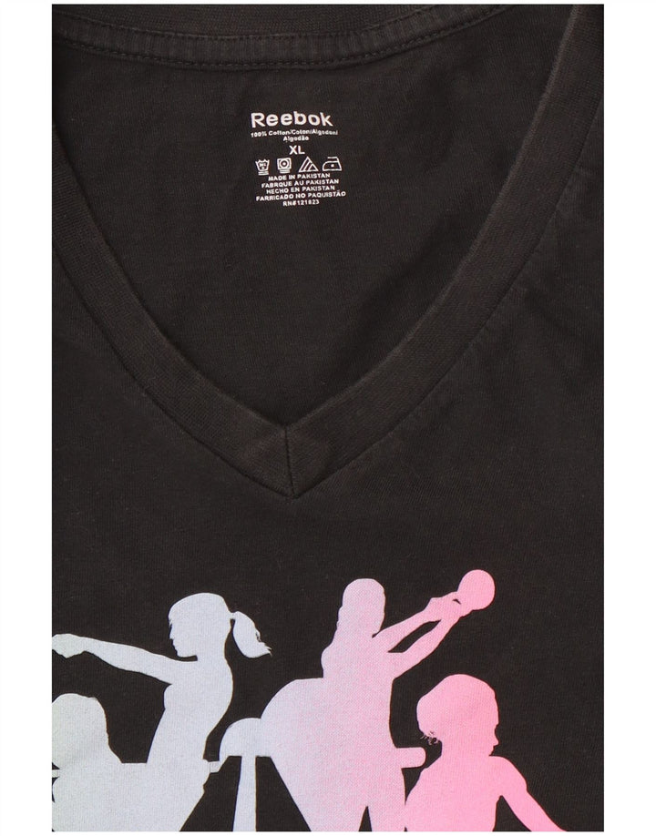 REEBOK Ženska majica kratkih rukava s grafičkim motivima UK 18 XL crni pamuk