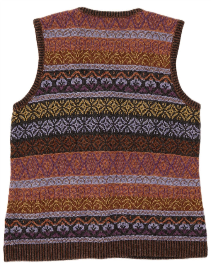 PETER HAHN Ženski džemper bez rukava UK 16 Large Brown Fair Isle
