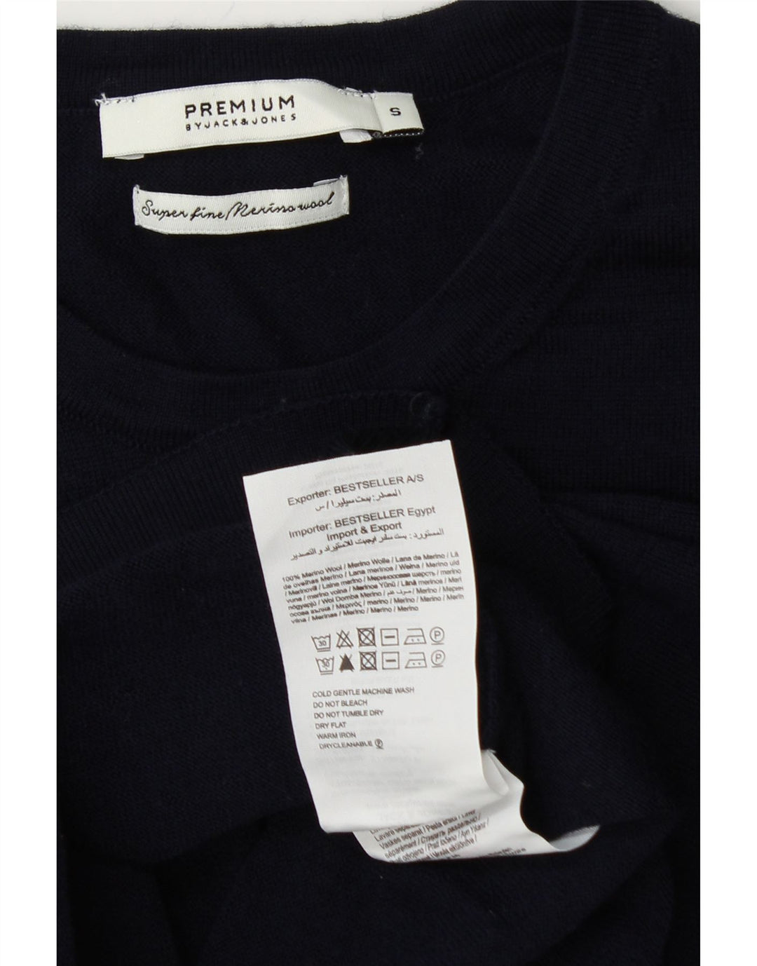 JACK & JONES Muški džemper s okruglim izrezom Mali tamnoplavi vuneni pulover