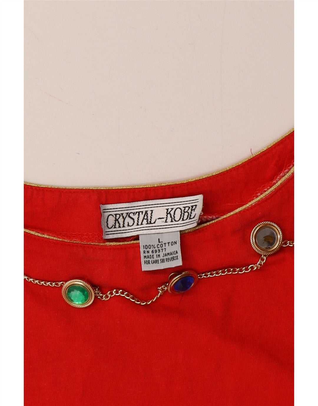 VINTAGE Womens Blouse Top UK 16 Large Red Cotton Vintage Vintage and Second-Hand Vintage from Messina Hembry 