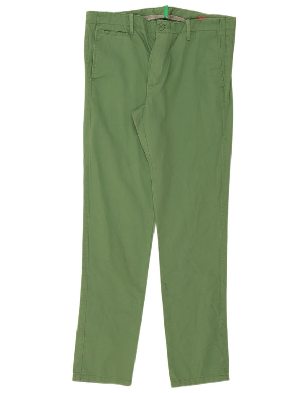 Benetton muške uske chino hlače IT 50 Large W36 L33 Zeleni pamuk