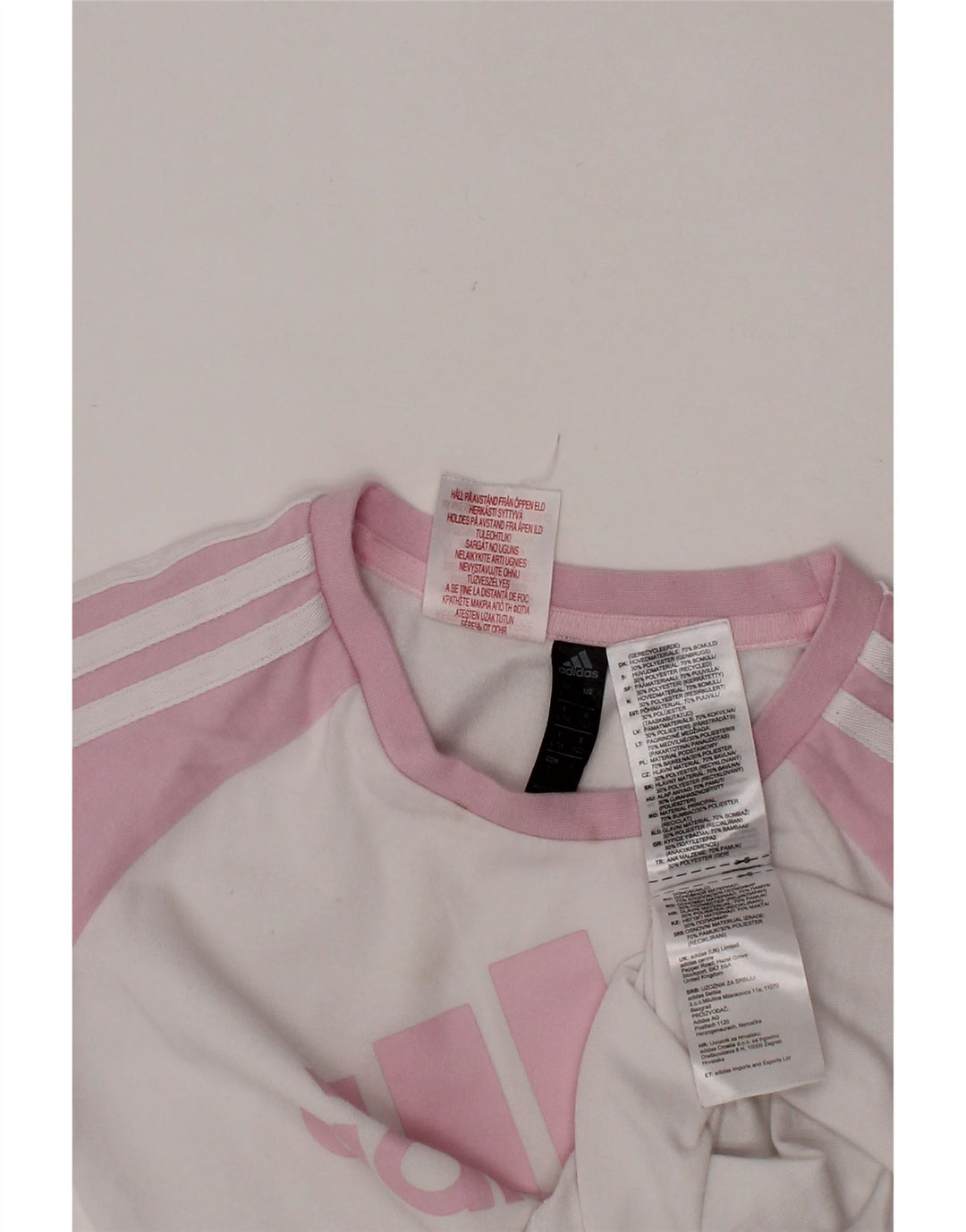 ADIDAS Girls Aeroready Graphic T-Shirt Top 6-7 Years White Colourblock