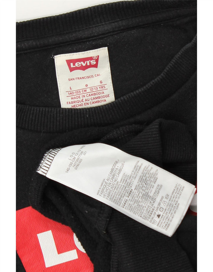 Levi's Girls Oversized Graphic Sweatshirt Džemper 12-13 Years Large Black