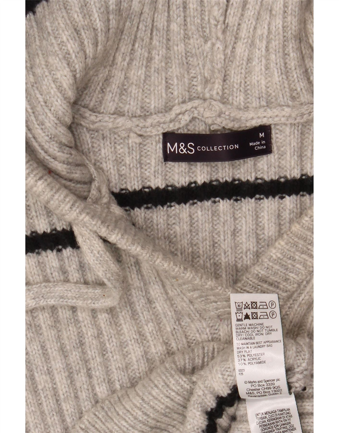 Marks & Spencer ženski džemper s kapuljačom UK 14 srednje sive pruge