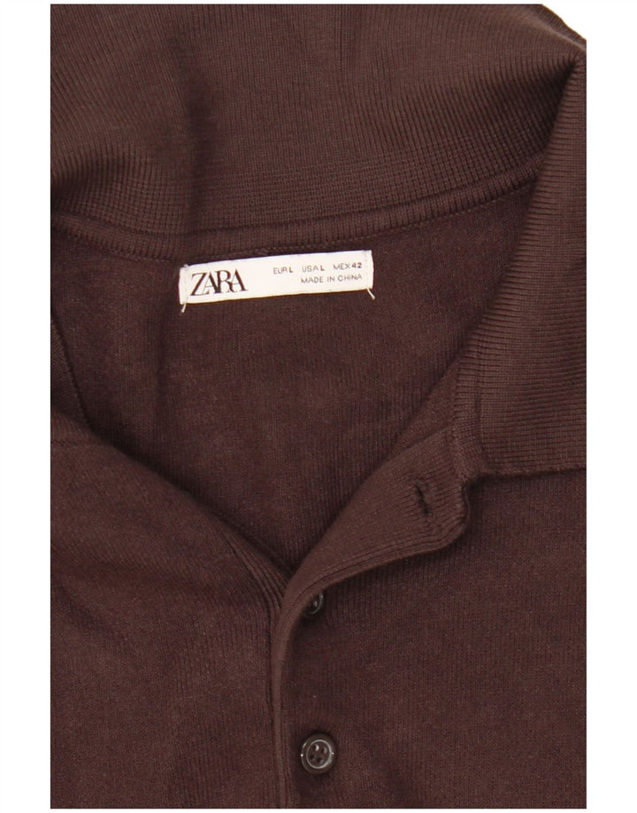 Zara muški pulover s polo ovratnikom, veliki smeđi