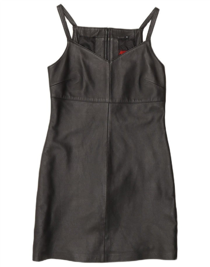 MADDOX ženska kožna plašt haljina bez rukava UK 10 Mala crna kožna