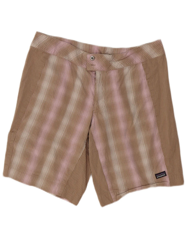 Patagonia ženske ležerne kratke hlače US 12 Large W36 smeđi karirani pamuk