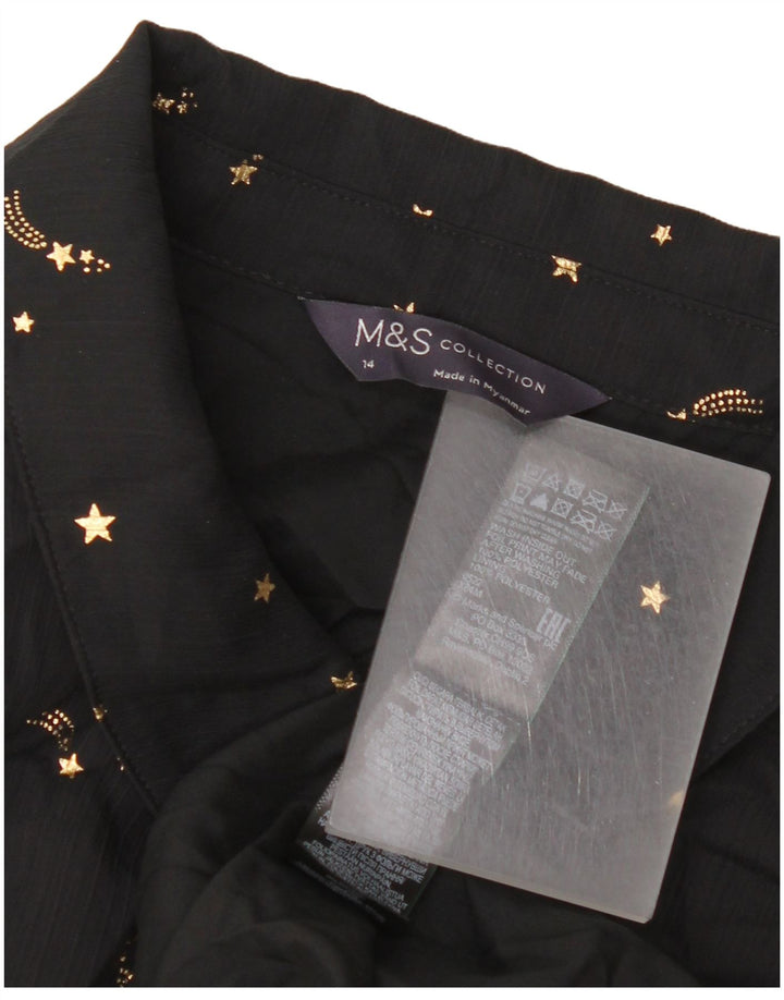 Marks & Spencer ženska haljina na više razina s apstraktnim uzorkom UK 14 srednje crna