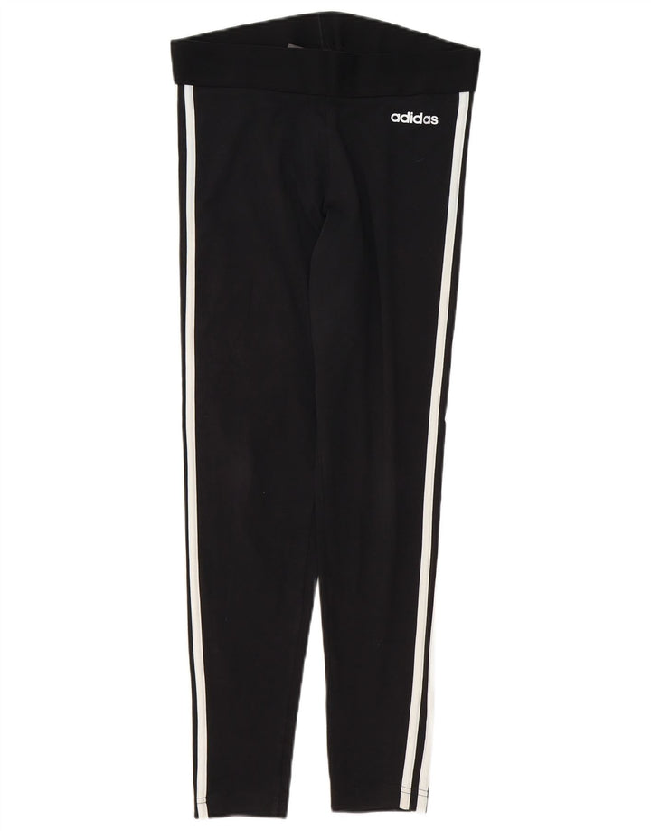 ADIDAS Womens Leggings UK 12/14 Medium  Black Cotton
