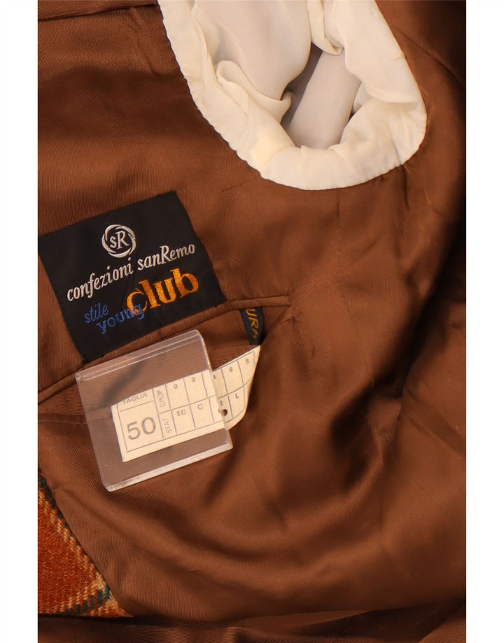 VINTAGE muška jakna sa 2 gumba IT 50 veliki smeđi karirani vuneni