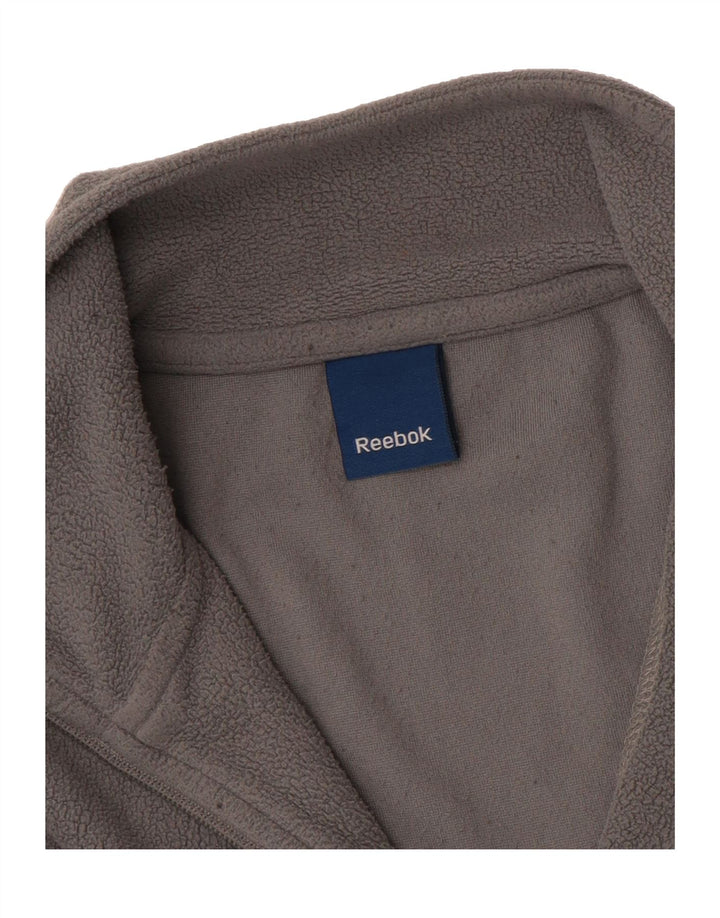REEBOK Mens Zip Neck Fleece Jumper Medium Grey Vintage Reebok and Second-Hand Reebok from Messina Hembry 