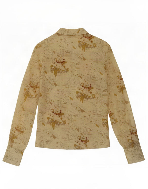 Vintage ženska košulja bluza UK 14 srednje bež cvjetna