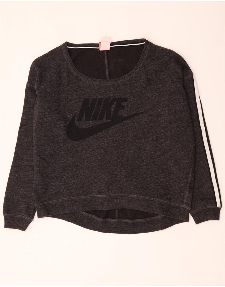 Nike Ženska prekomjerna trenirka s grafičkim motivima UK 10 Mali sivi pamuk