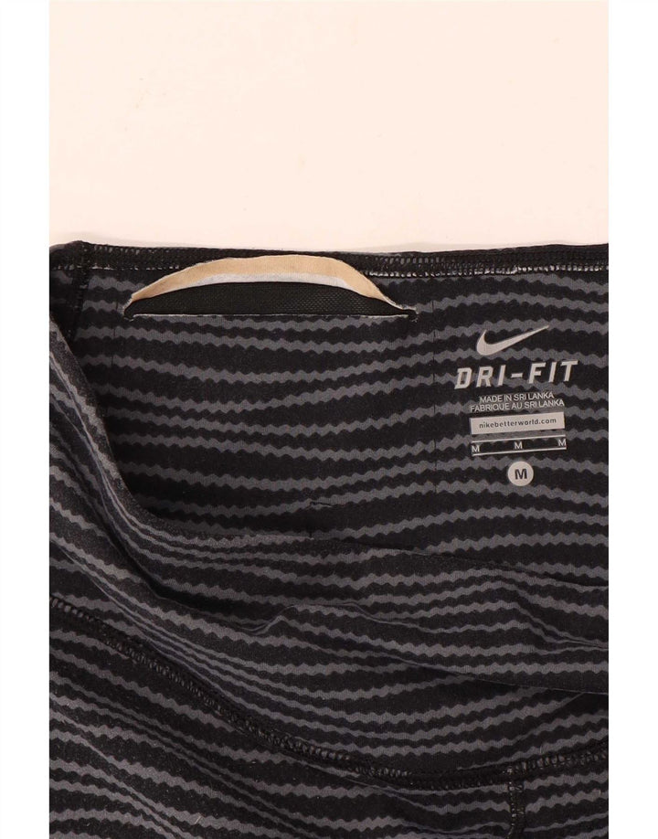 Nike Ženske Dri Fit Leggings UK 14 srednje crne pruge