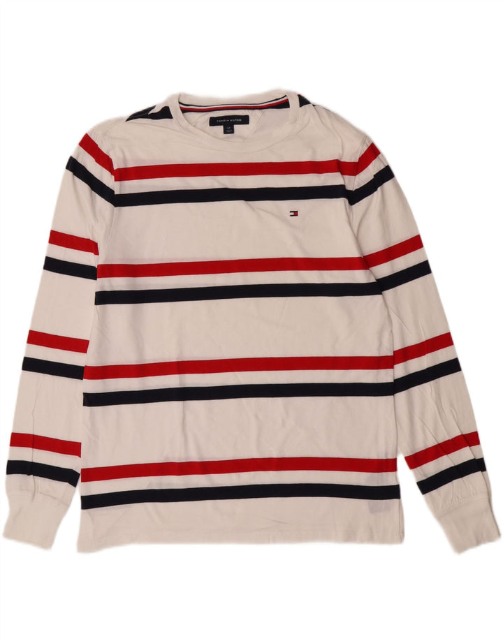 TOMMY HILFIGER Mens Top Long Sleeve Small White Striped Cotton Vintage Tommy Hilfiger and Second-Hand Tommy Hilfiger from Messina Hembry 