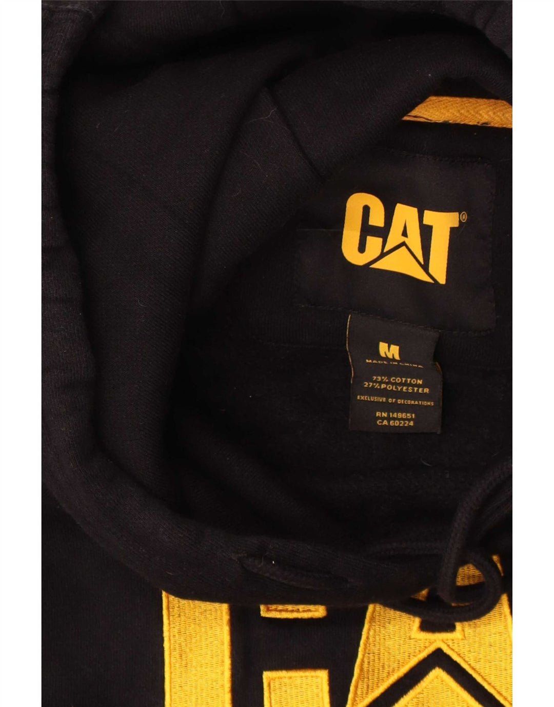 Caterpillar muška majica s kapuljačom srednje veličine, crni pamuk
