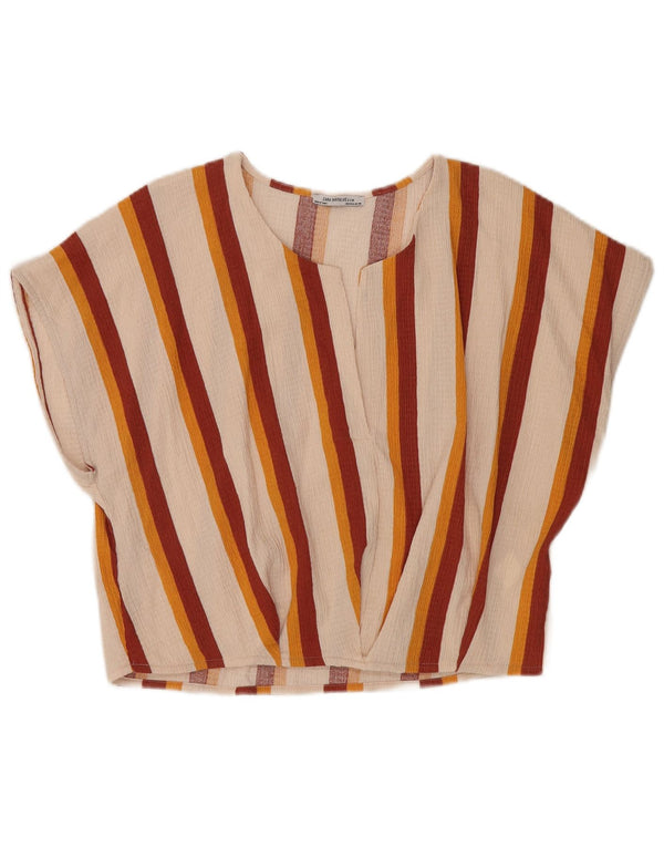 Zara ženski gornji dio Trafaluc bluze UK 14 Veliki poliester na bijele pruge