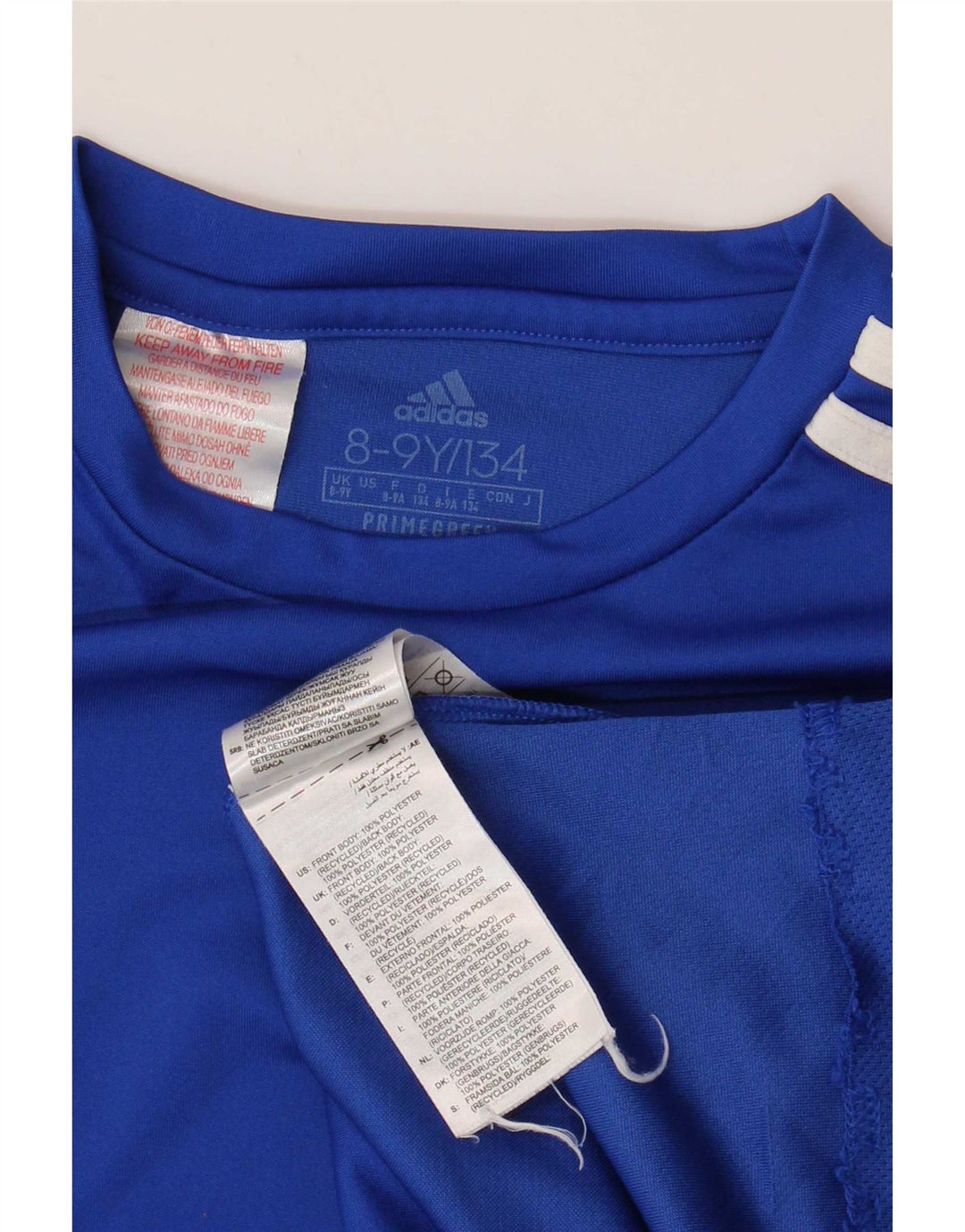 Adidas Boys Aeroready T-Shirt Top 8-9 Years Blue Poliester