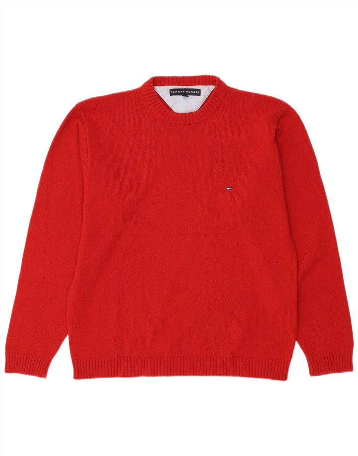 TOMMY HILFIGER Muški džemper s okruglim izrezom Veliki crveni vuneni pulover